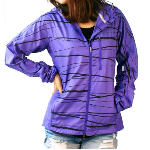 Nike Running Purple Full Zip Windbreaker Jacket Shell Hood Hooded Activewear - Picture 1 of 13